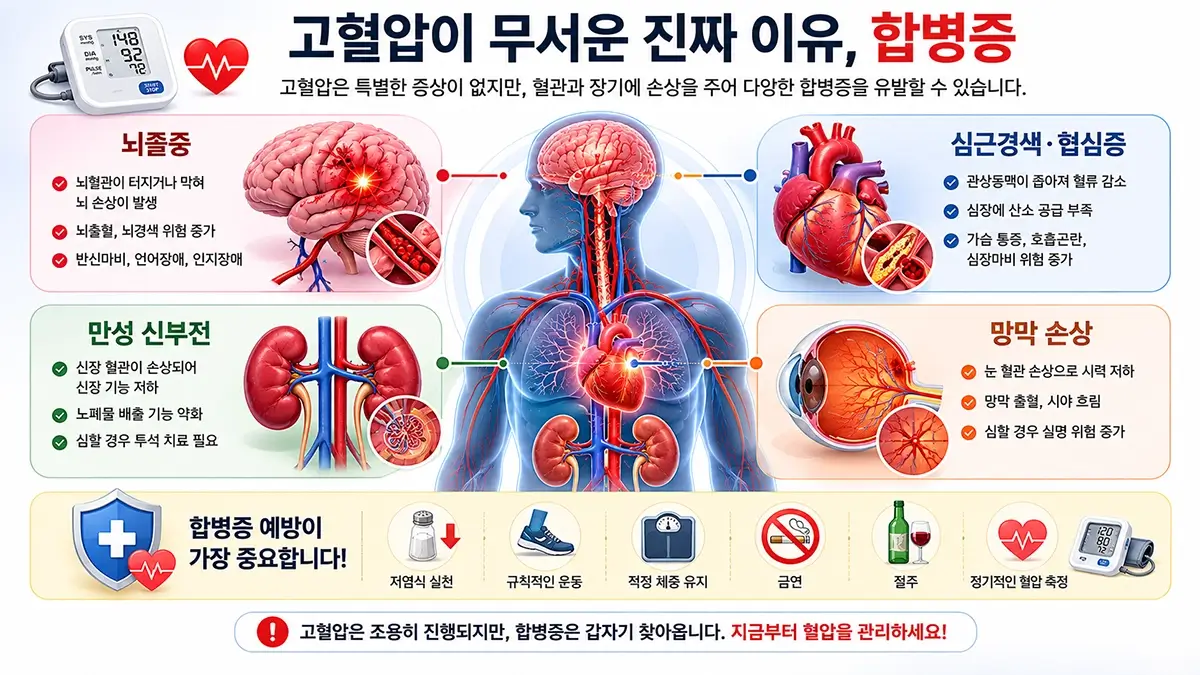 고혈압으로 발생할 수 있는 뇌졸중 심근경색 신부전 합병증