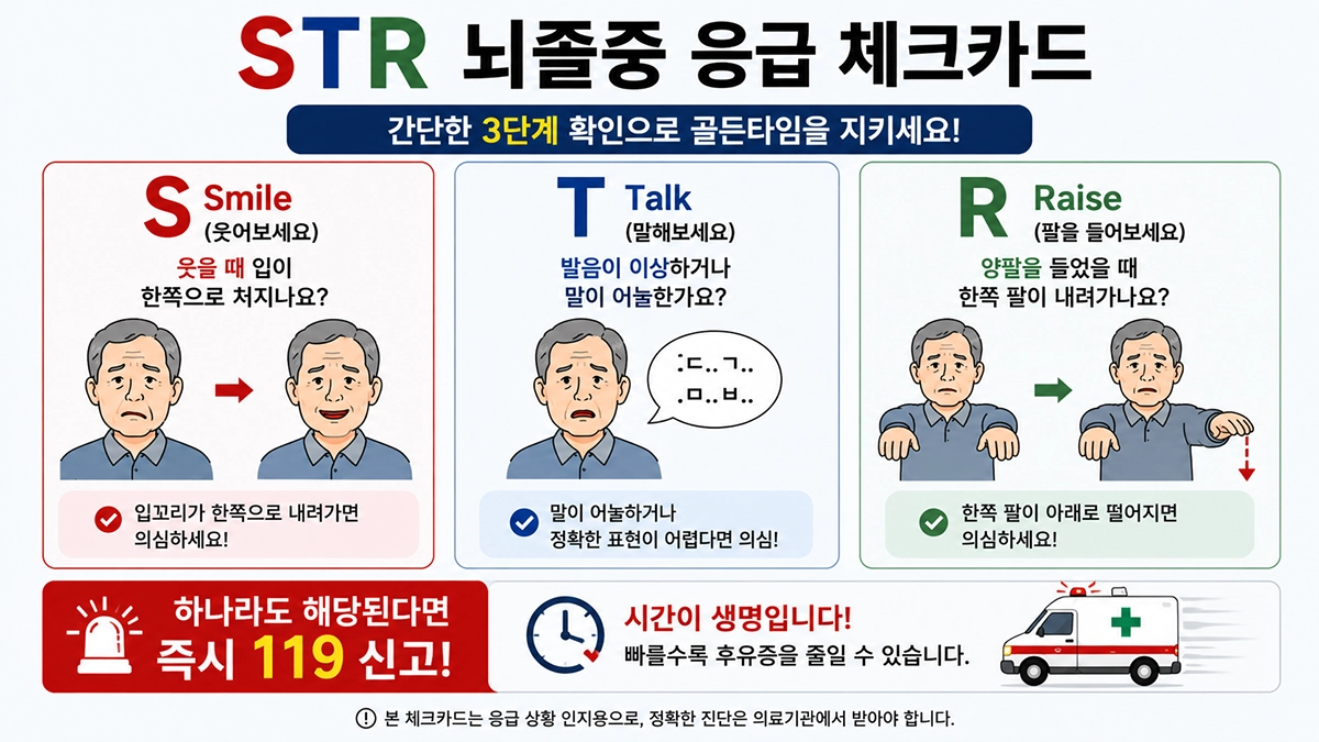 Smile Talk Raise로 확인하는 뇌졸중 응급 체크법