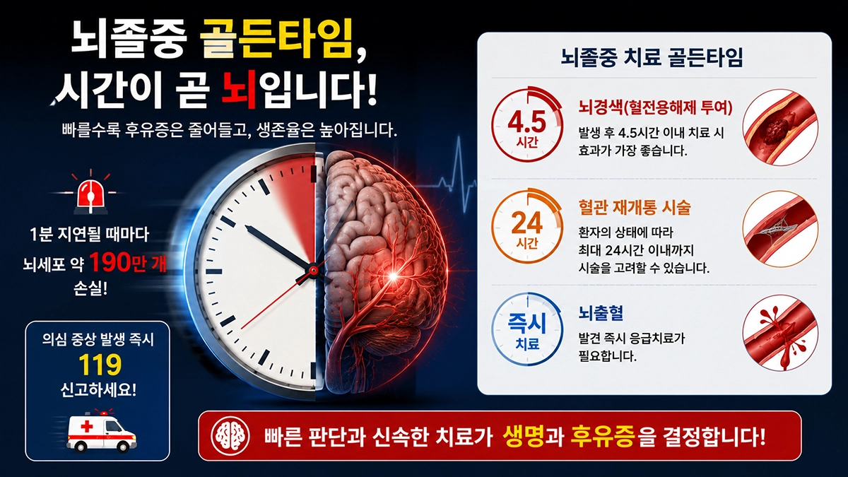 뇌졸중 발생 후 빠른 치료가 중요한 골든타임