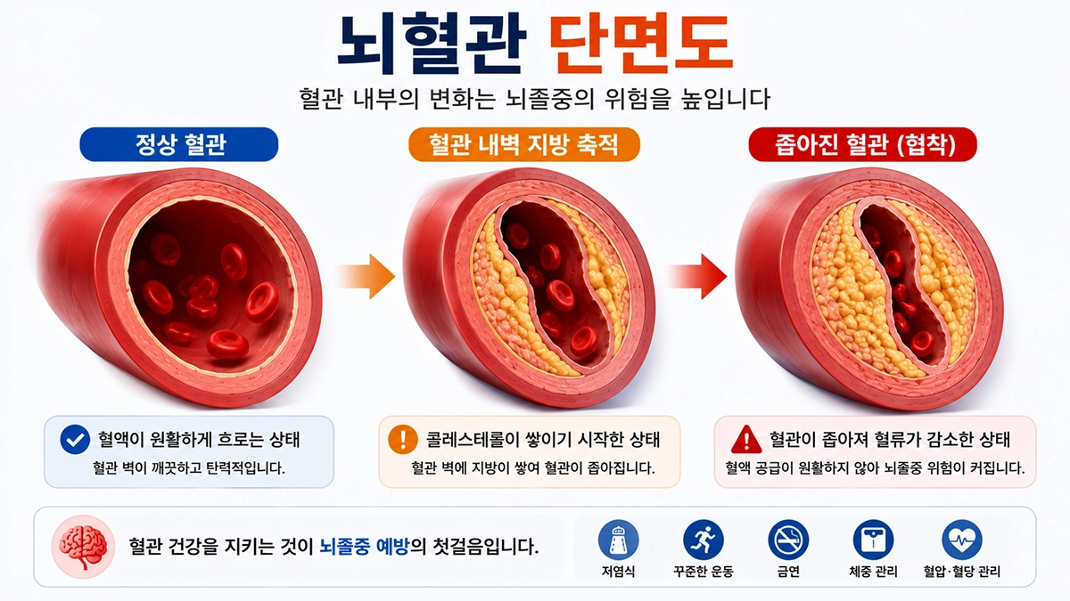 뇌혈관이 막힌 상태와 터진 상태 비교