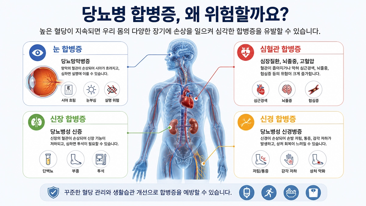 당뇨병으로 발생할 수 있는 눈 신장 신경 혈관 합병증