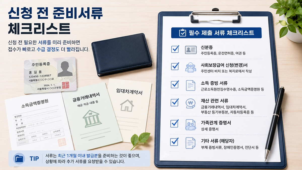 생계급여 신청 시 필요한 준비서류 목록