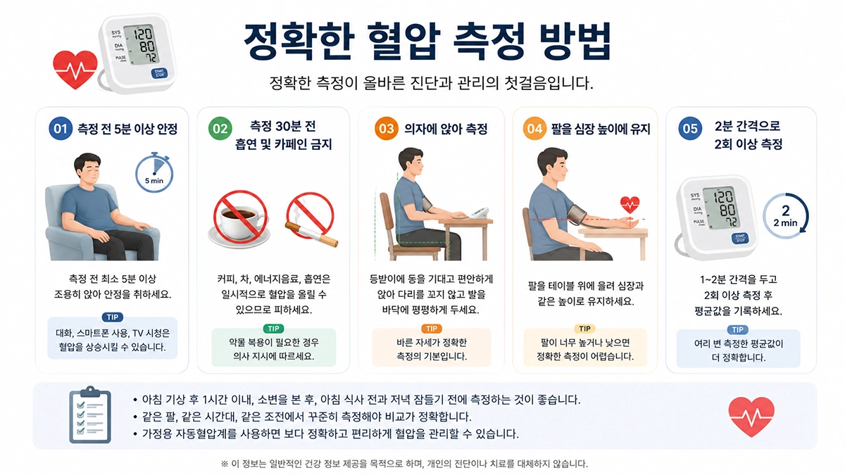 고혈압 기준 수치 확인을 위한 올바른 혈압 측정 방법
