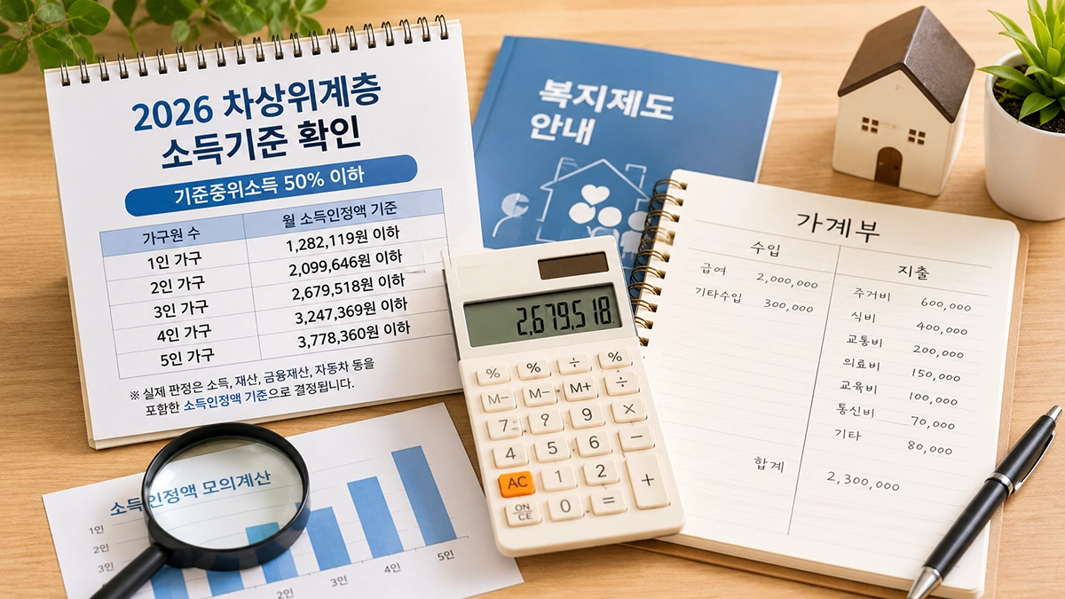 2026년 차상위계층 소득인정액 기준 확인