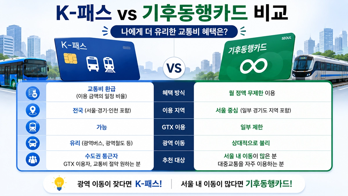 K-패스와 기후동행카드 비교