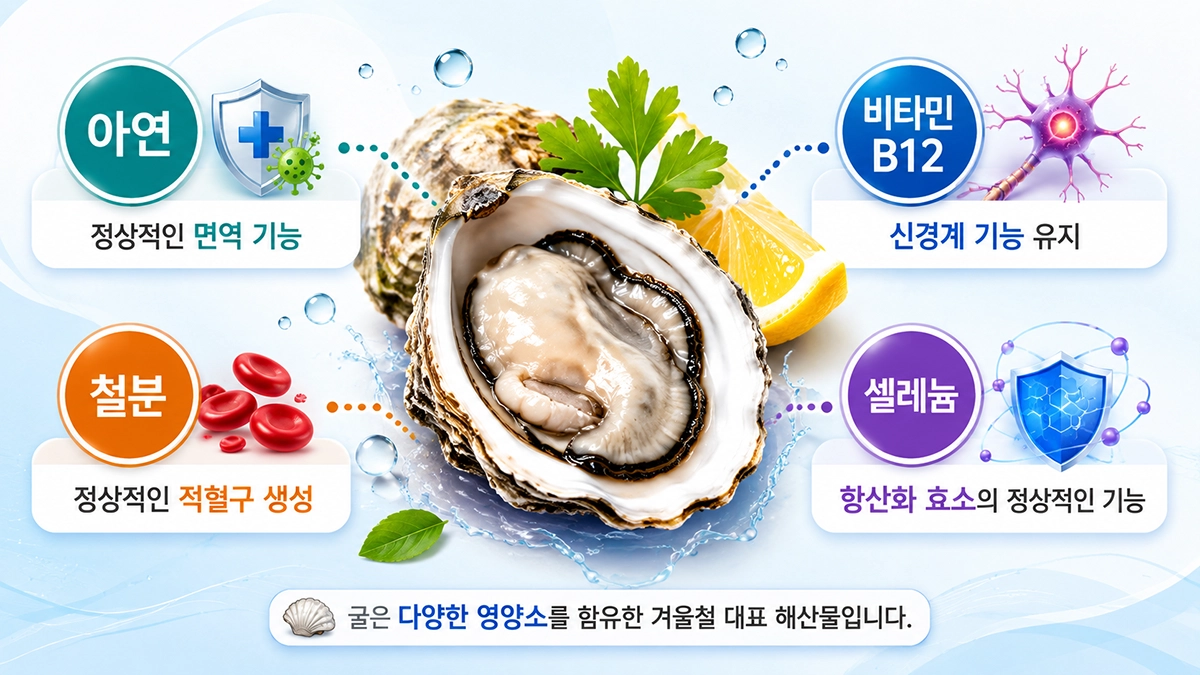 굴에 함유된 주요 영양소 인포그래픽