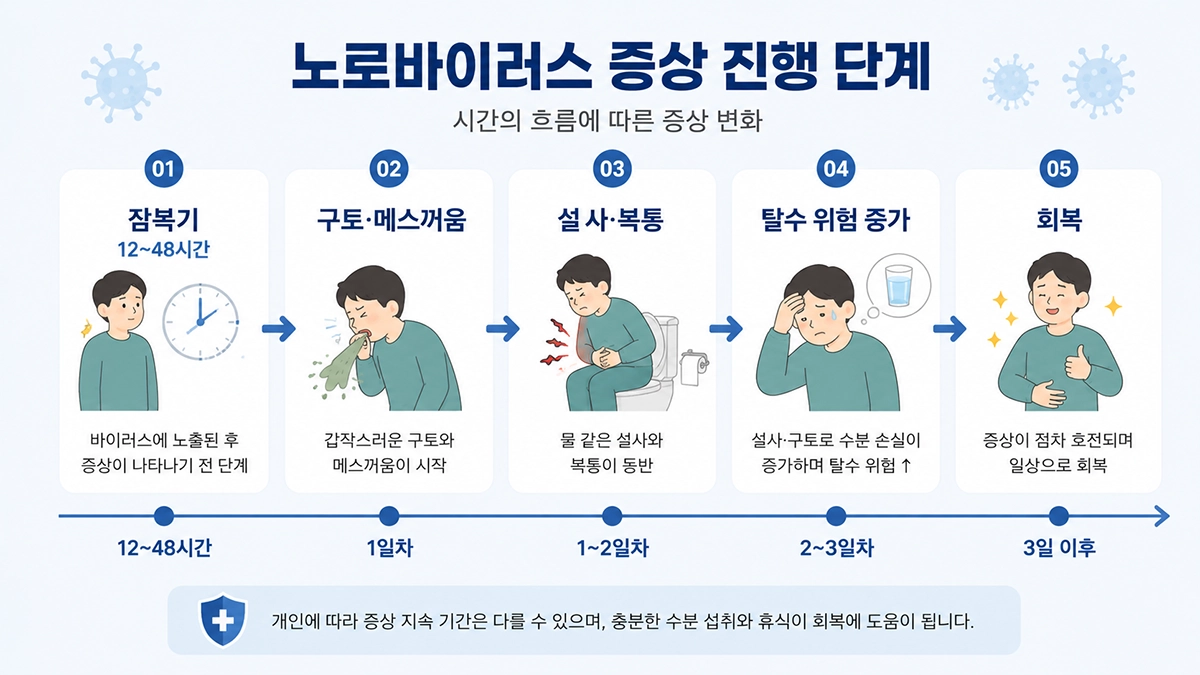 노로바이러스 잠복기와 증상 진행 과정