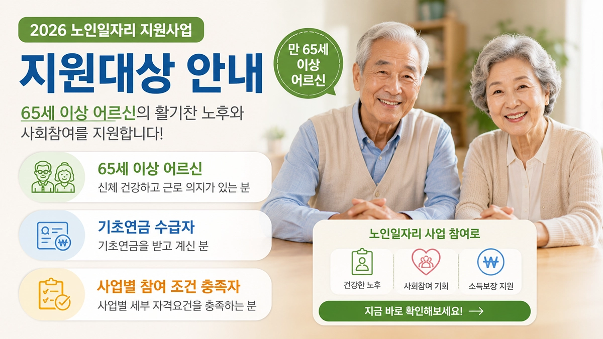 노인일자리 지원대상과 신청 자격