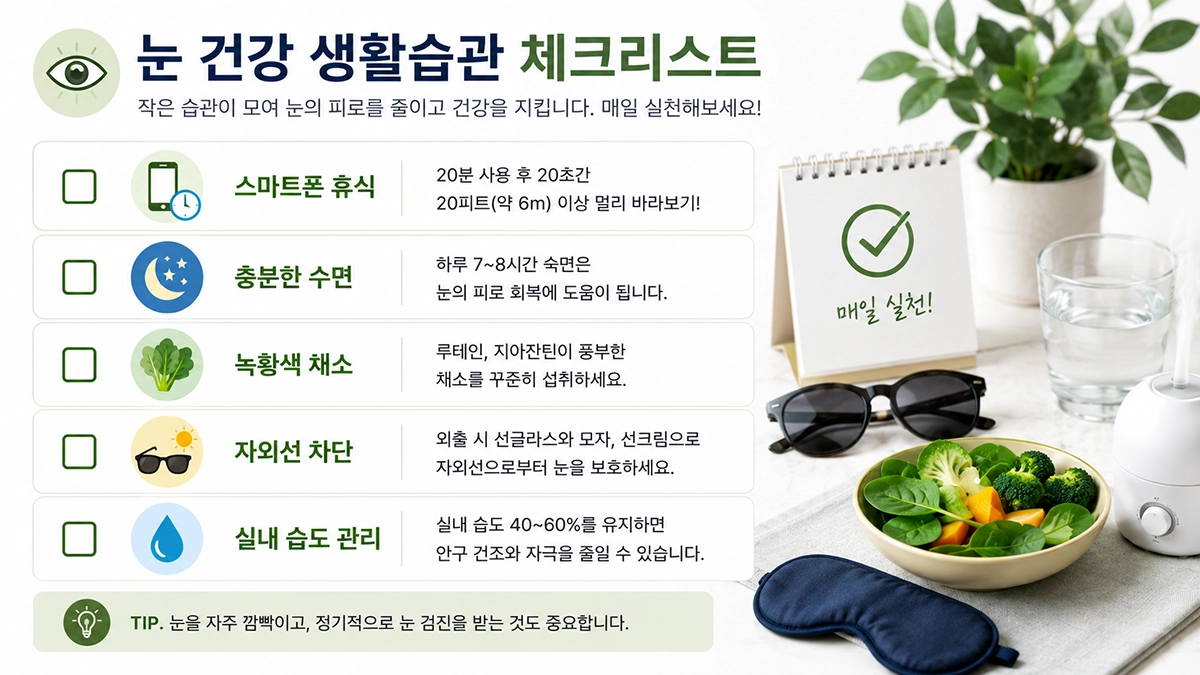 눈 건강 생활습관 체크리스트