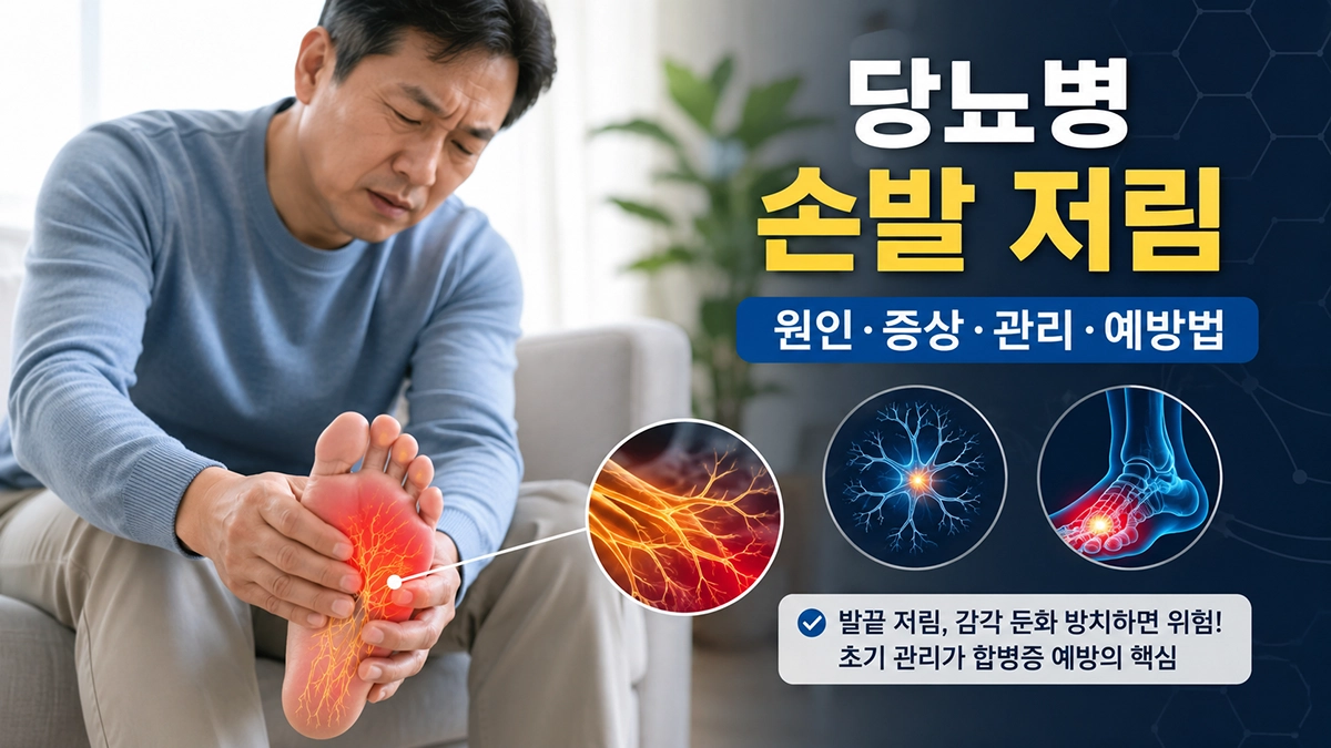 당뇨병 손발 저림 증상과 신경 손상 설명 이미지