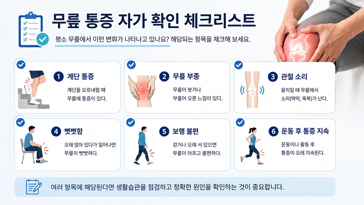 무릎 통증 관련 증상 체크리스트