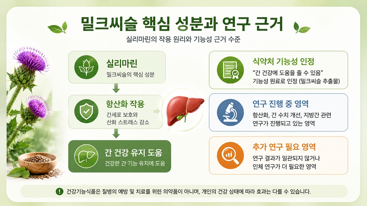 밀크씨슬 실리마린과 간 건강 관련 연구 요약