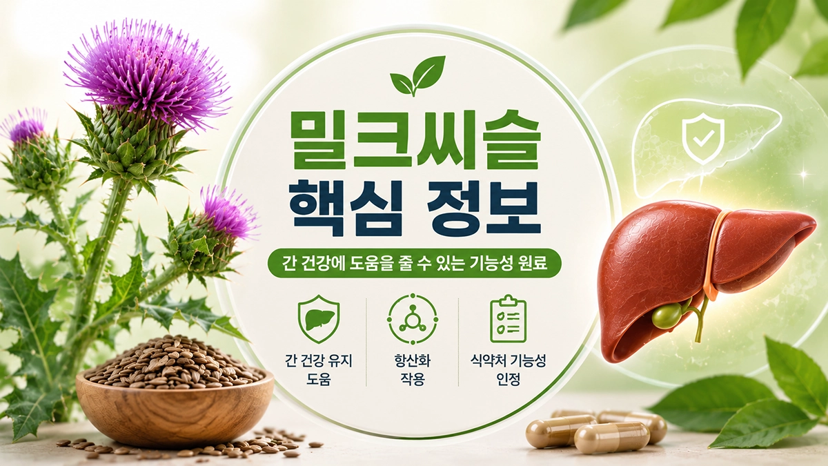 밀크씨슬 효능과 간 건강 기능성 원료 설명 이미지