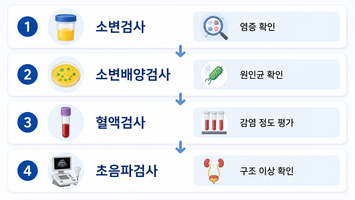방광염 진단을 위한 소변검사와 초음파검사 과정