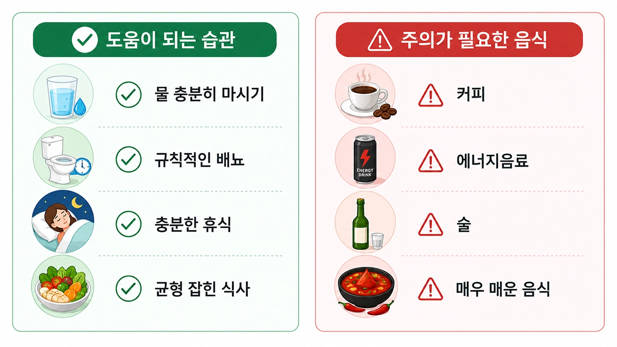 방광염 관리에 도움이 되는 생활습관과 주의 음식