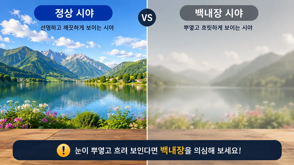 백내장 초기증상으로 시야가 흐려진 모습