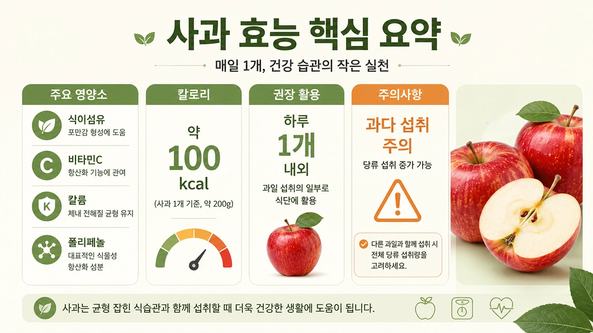 사과 주요 영양소 칼로리 하루 섭취량 요약
