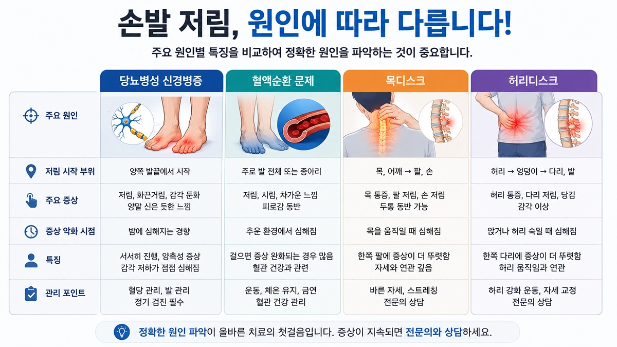 당뇨병성 신경병증과 혈액순환 문제 차이 비교