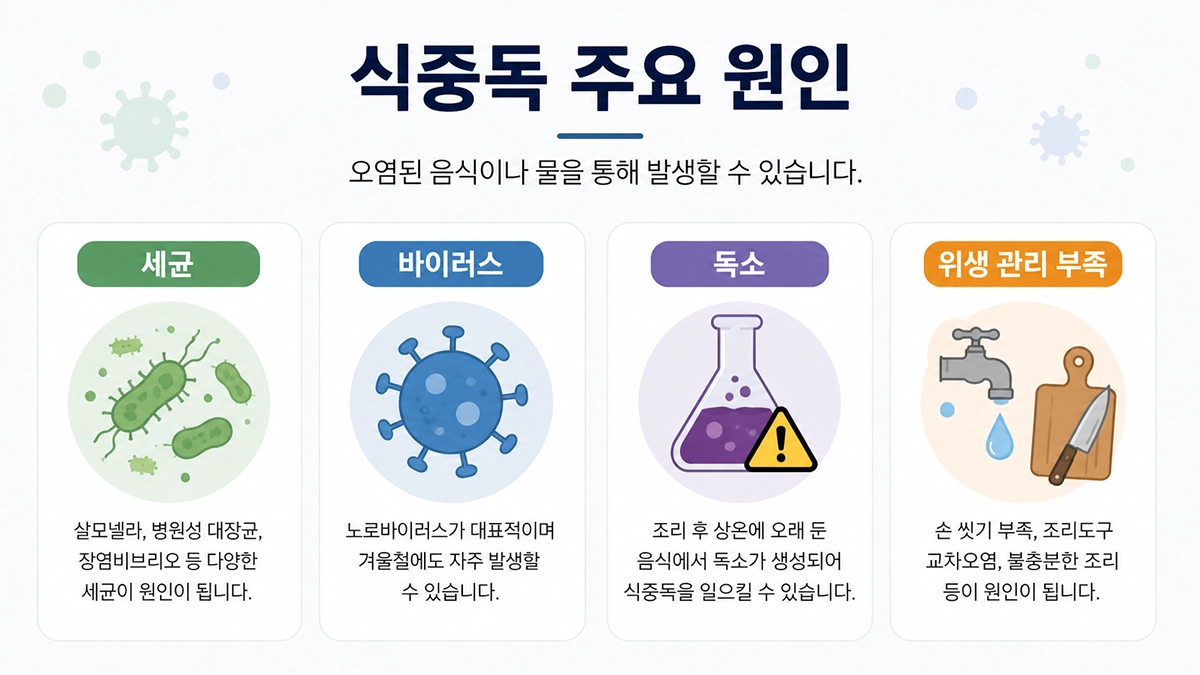 식중독이 발생하는 대표적인 원인 인포그래픽
