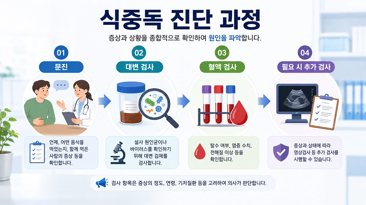 식중독 진단 과정을 단계별로 설명한 이미지