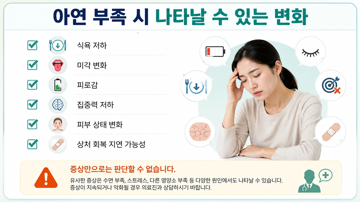 아연 부족 시 나타날 수 있는 변화 체크리스트 이미지