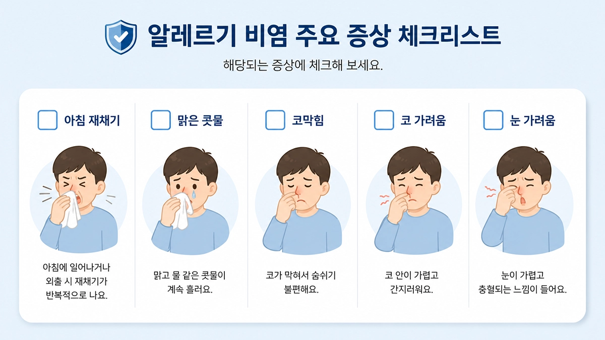 알레르기 비염에서 자주 나타나는 대표 증상 체크리스트