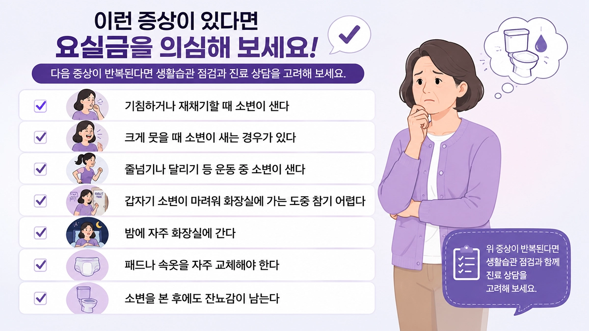 요실금 의심 증상 체크리스트