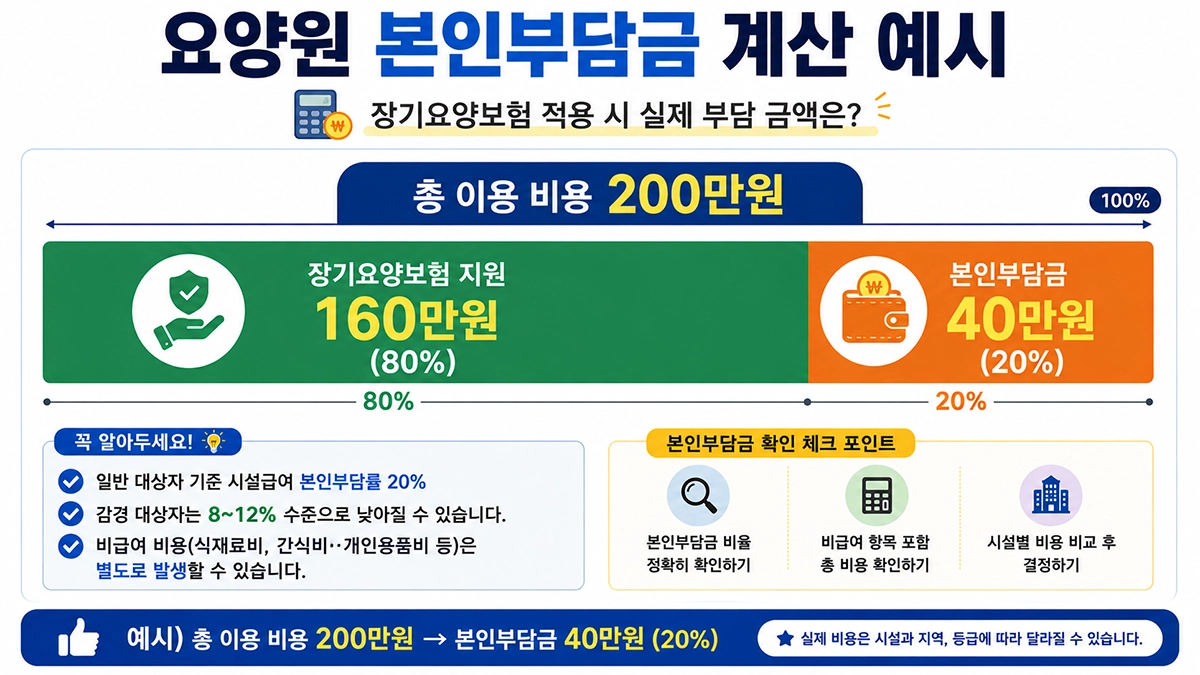 요양원 본인부담금 계산 예시