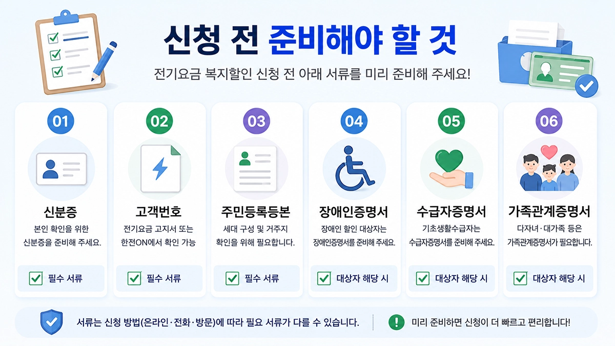 전기요금 복지할인 신청 시 필요한 준비서류