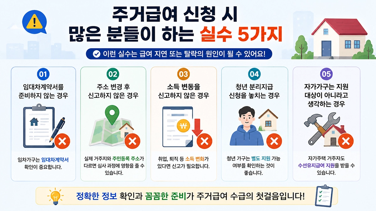주거급여 신청 과정에서 많이 하는 실수 5가지