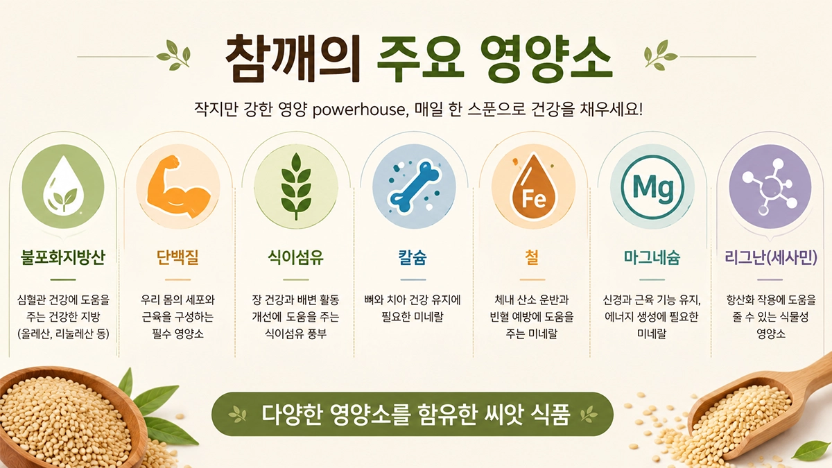 참깨 효능과 주요 영양소 인포그래픽