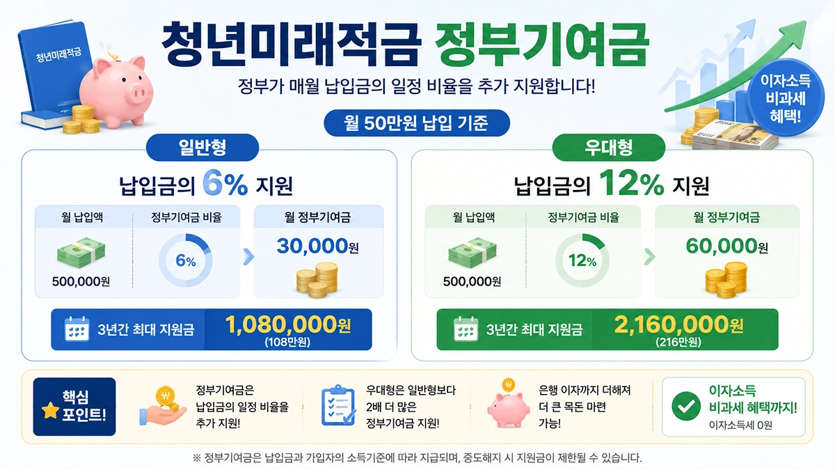 청년미래적금 정부기여금 일반형 우대형 비교
