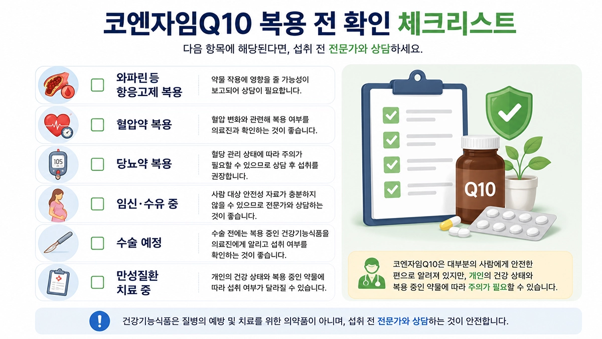 코엔자임Q10 복용 전 확인해야 하는 대상 체크리스트