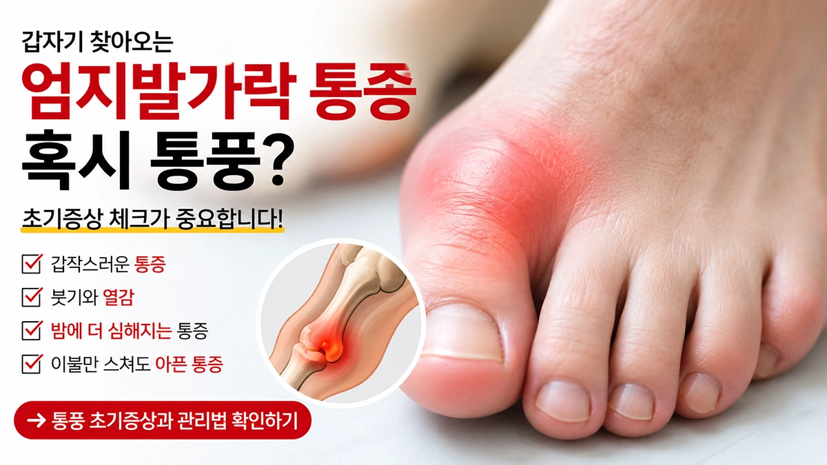 통풍 초기증상으로 나타나는 엄지발가락 관절 부종