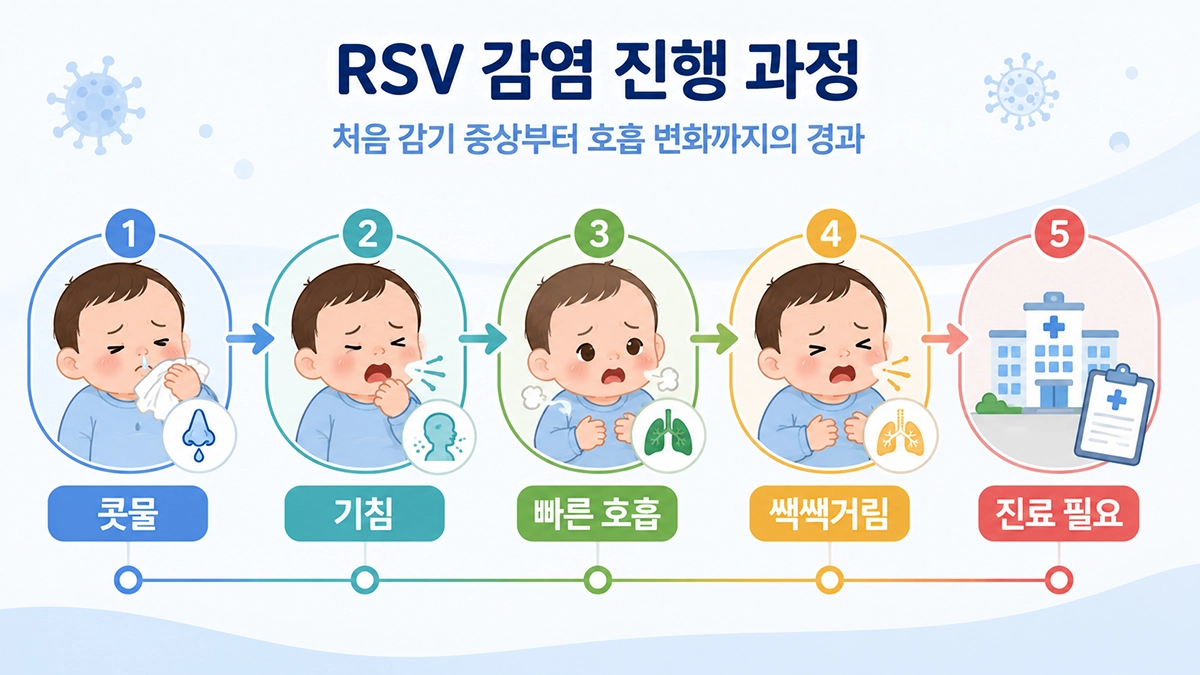 RSV 감염 증상의 진행 과정과 호흡 변화 단계