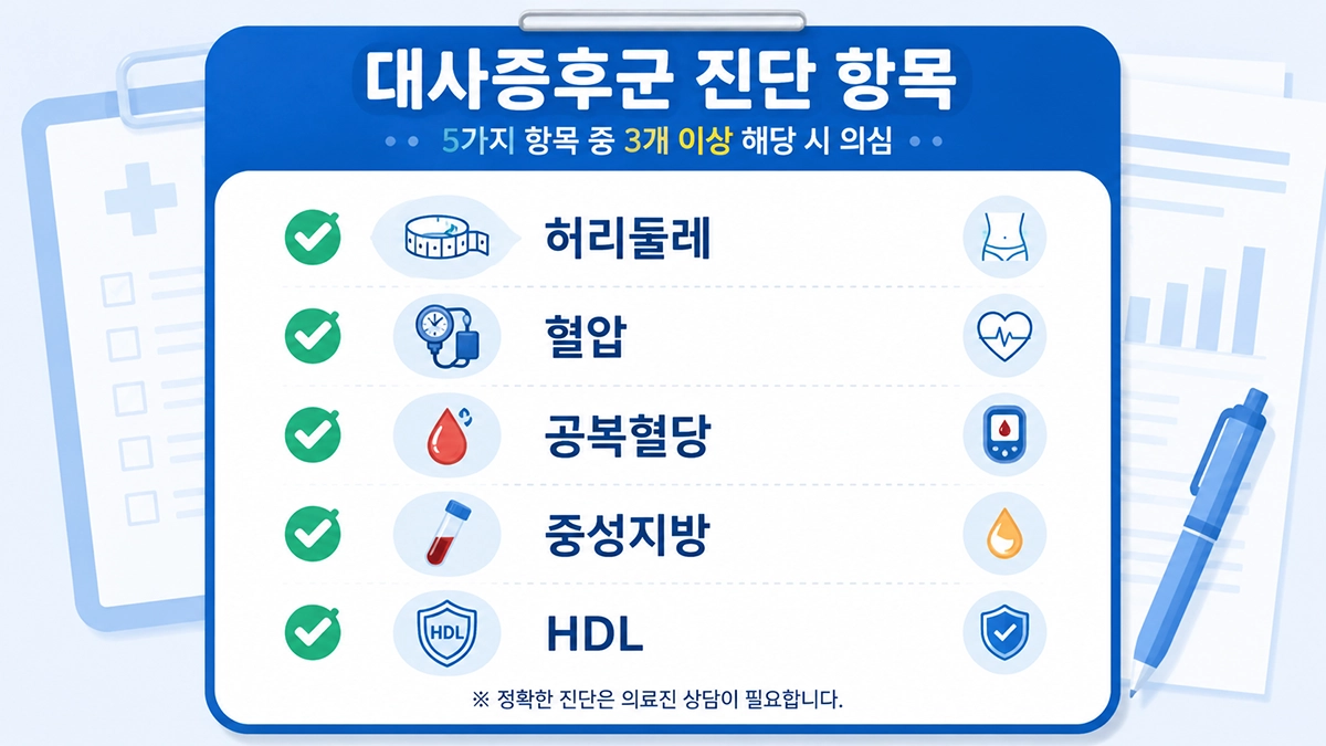 대사증후군 기준에서 확인하는 허리둘레 혈압 공복혈당 중성지방 HDL 항목