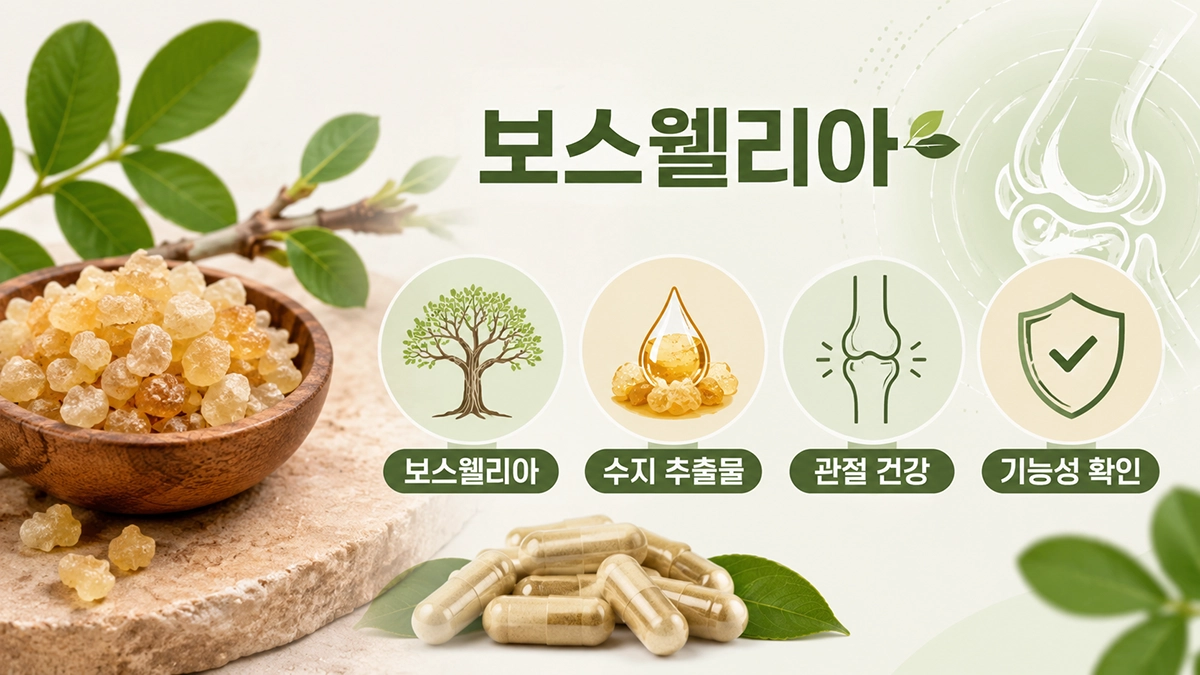 보스웰리아 효능과 관절 건강 관리를 설명하는 보스웰리아 수지 추출물 이미지