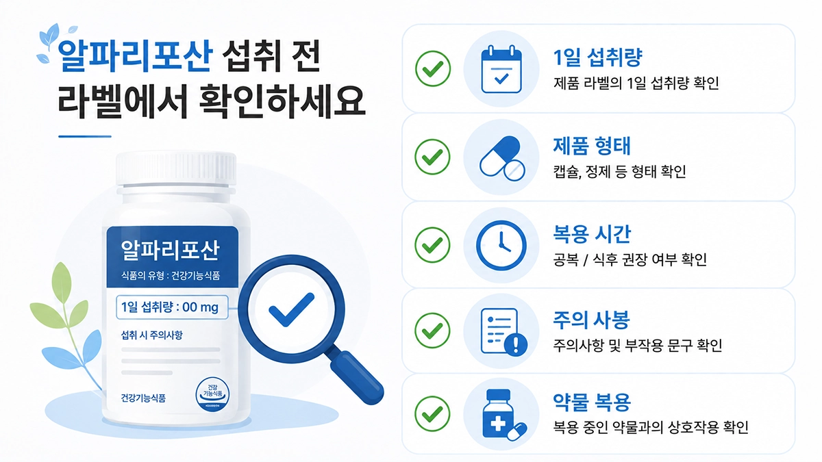 알파리포산 섭취 전 제품 라벨에서 확인할 1일 섭취량과 주의사항 체크리스트