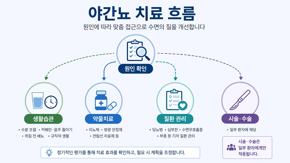 야간뇨 원인에 따른 생활관리와 약물치료 및 시술 과정