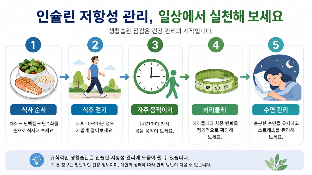 인슐린 저항성 증상 관리에 도움이 되는 생활습관 점검 방법