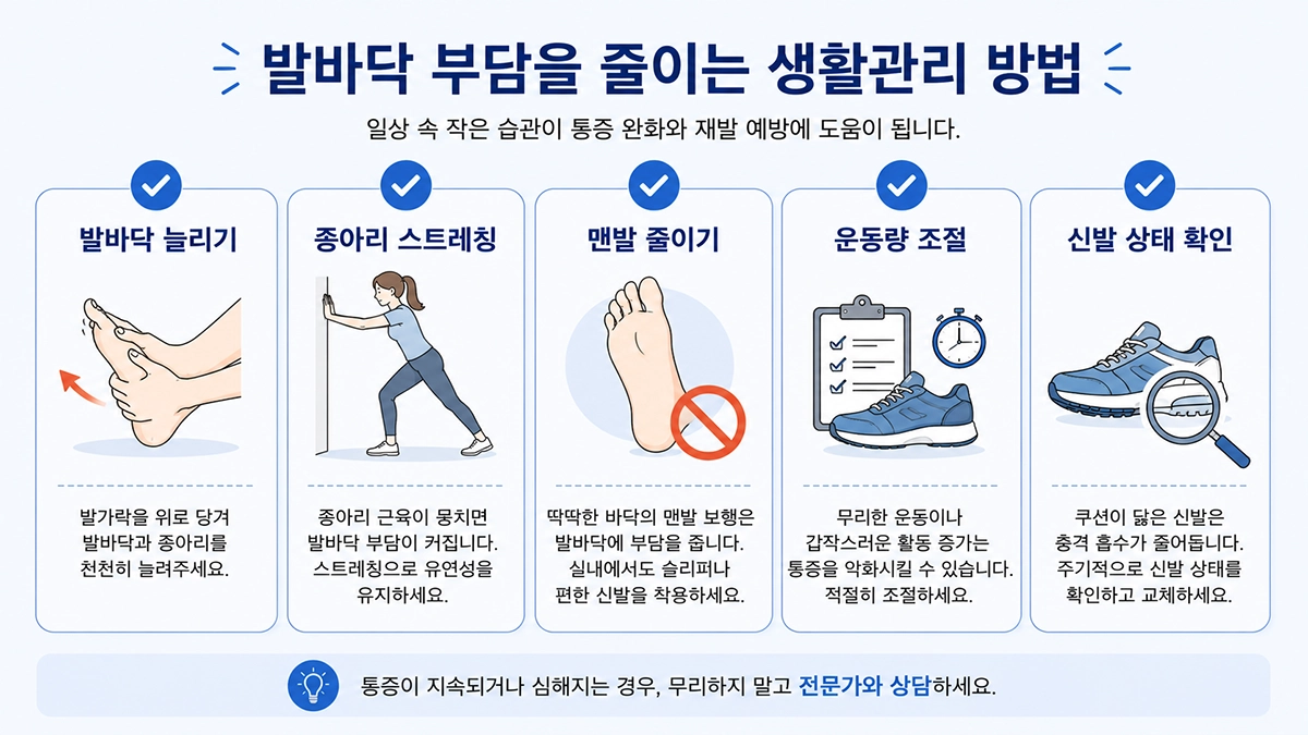 족저근막염 생활관리와 스트레칭 신발 운동량 조절 방법