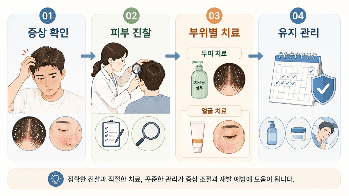 지루성 피부염 증상 확인부터 진찰과 부위별 치료, 유지 관리 과정
