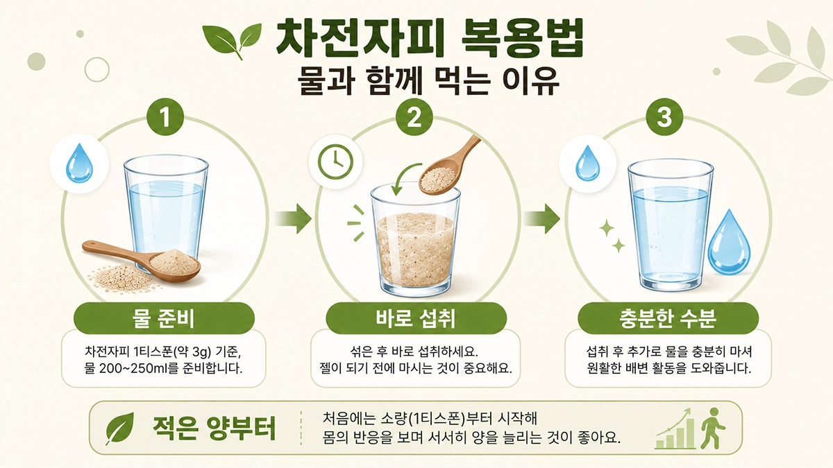 차전자피 효능을 고려한 올바른 먹는 법과 물 섭취 방법