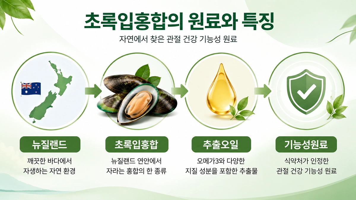 초록입홍합 기능성 원료인 초록입홍합추출오일복합물 설명 이미지