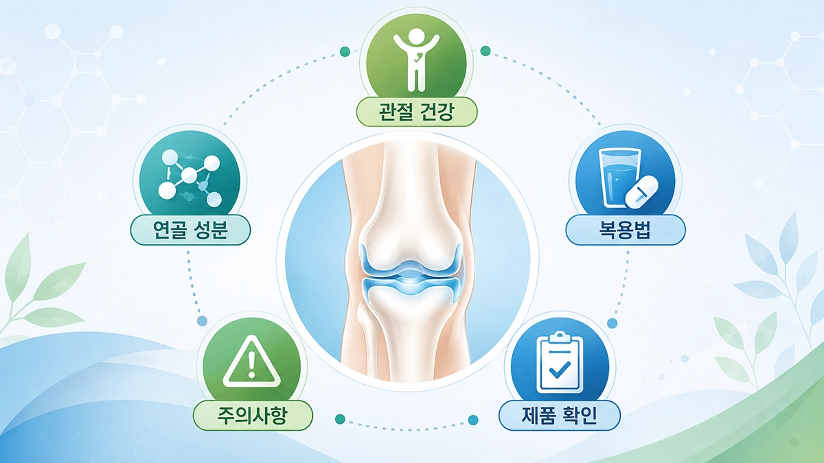콘드로이틴 효능과 복용법, 주의사항을 요약한 관절 건강 인포그래픽