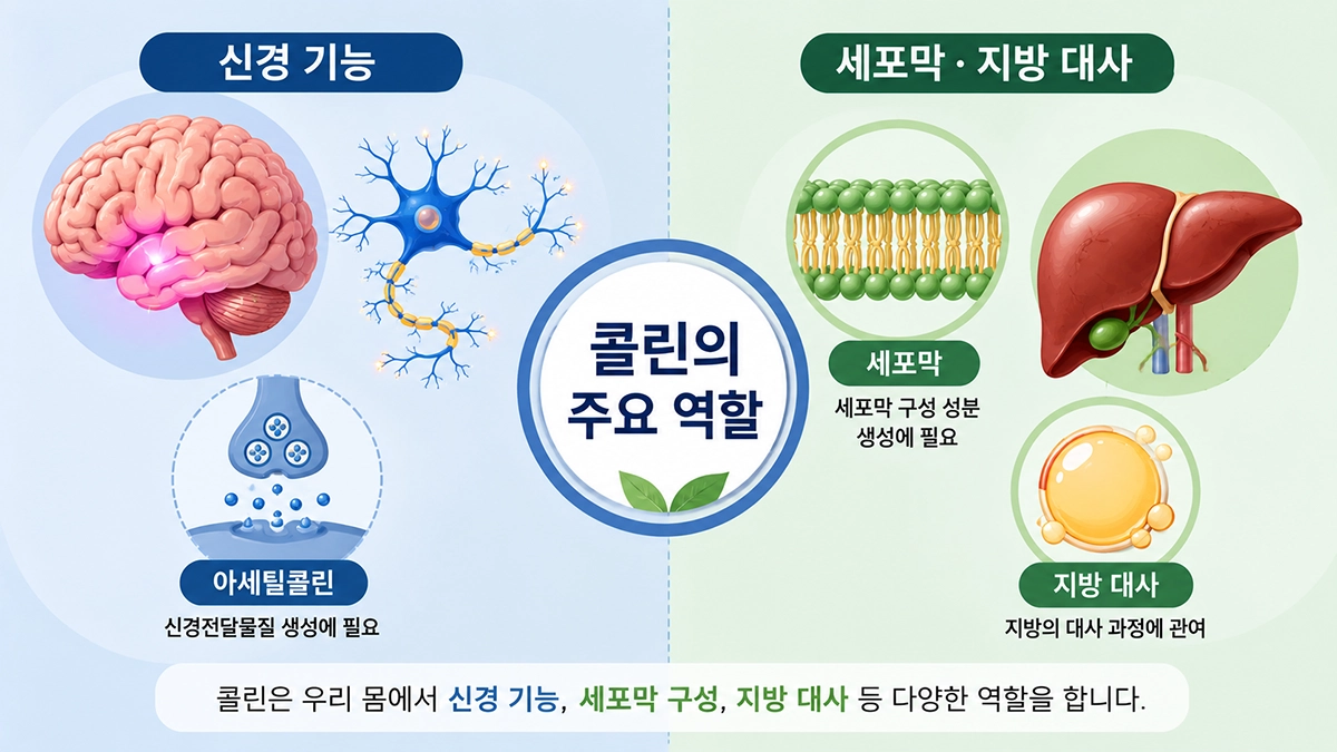 콜린 권장량과 함께 알아보는 콜린의 주요 역할