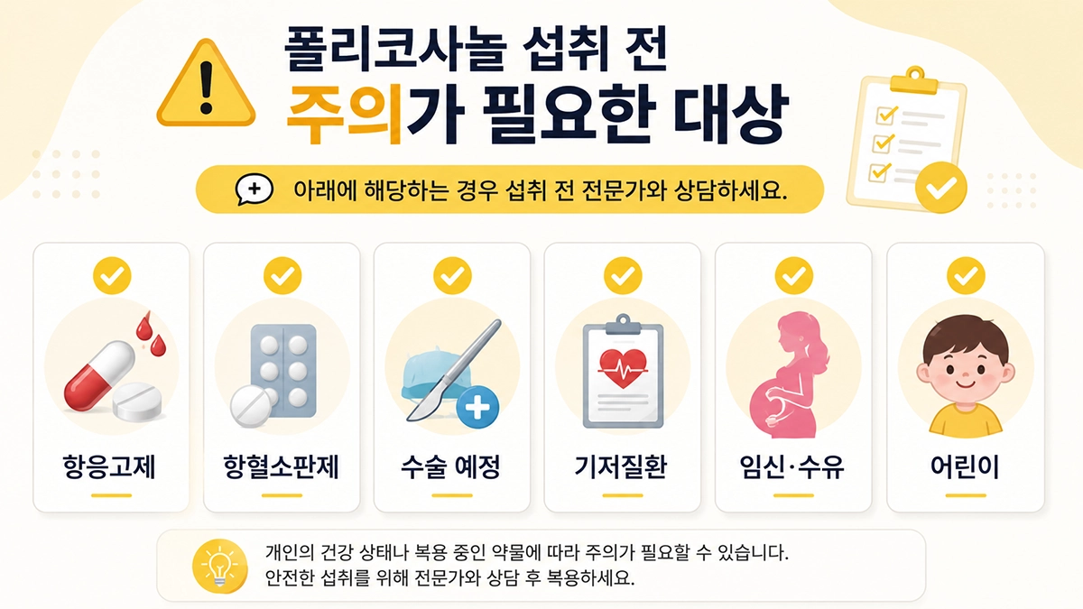 폴리코사놀 권장량을 지키기 전 확인해야 할 복용 주의사항 안내 이미지