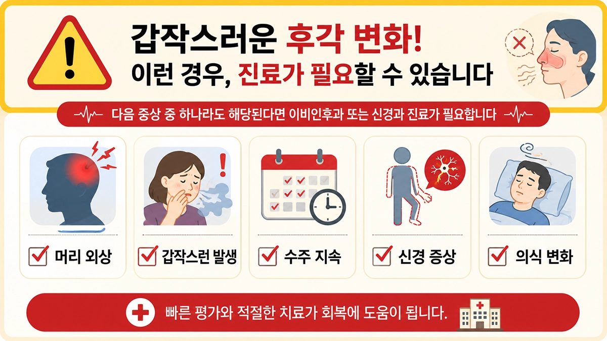후각 상실에서 병원 진료가 필요한 증상을 정리한 체크리스트