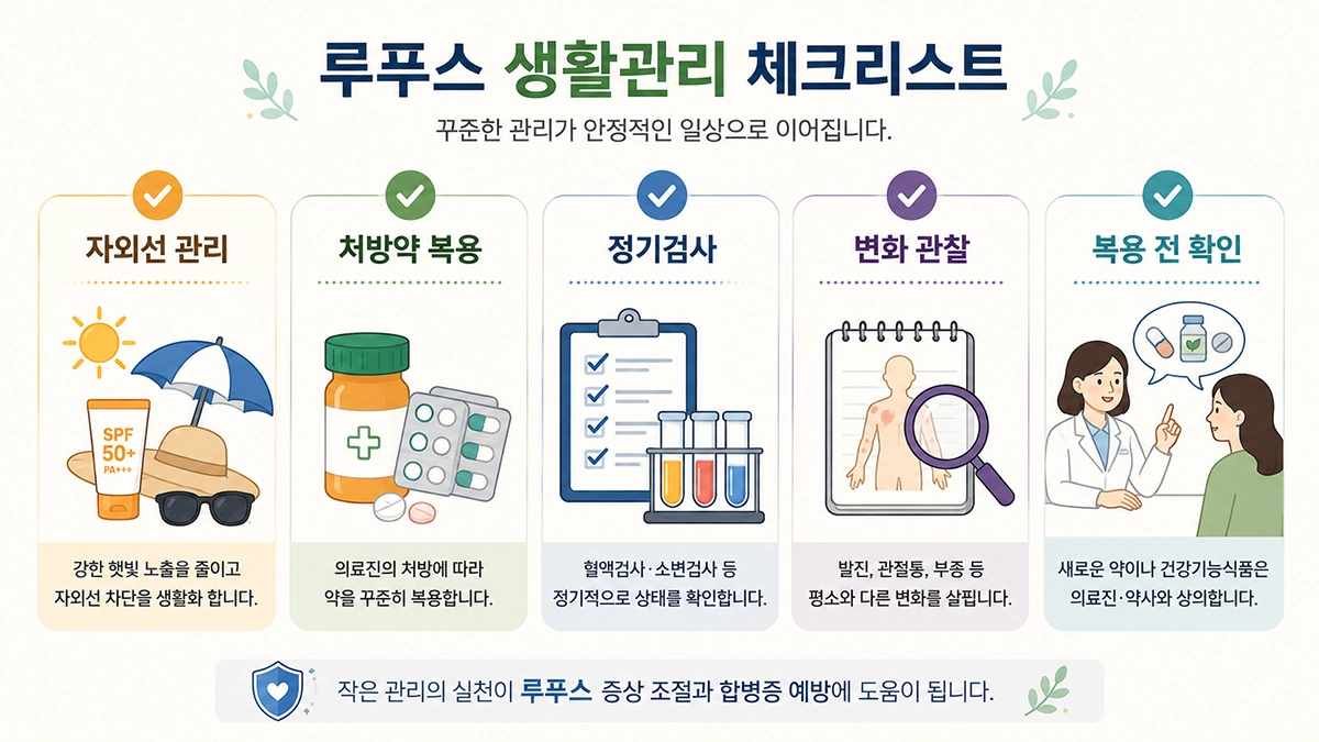 루푸스 생활관리에서 자외선 관리와 약 복용, 정기검사 등 확인할 사항