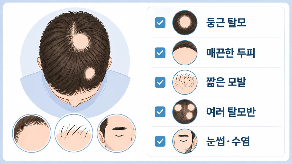 원형탈모 증상으로 살펴볼 둥근 탈모반과 짧은 모발, 눈썹 수염 탈락 체크리스트